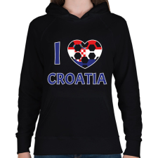 PRINTFASHION I love Croatia - Női kapucnis pulóver - Fekete női pulóver, kardigán