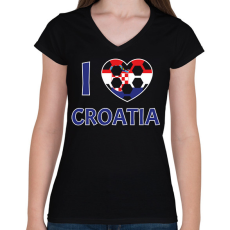 PRINTFASHION I love Croatia - Női V-nyakú póló - Fekete