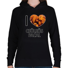 PRINTFASHION I love Csülkös pacal - Női kapucnis pulóver - Fekete