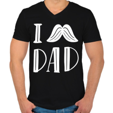 PRINTFASHION I Love Dad - Férfi V-nyakú póló - Fekete férfi póló