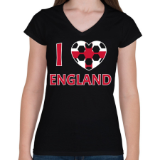 PRINTFASHION I love England - Női V-nyakú póló - Fekete női póló