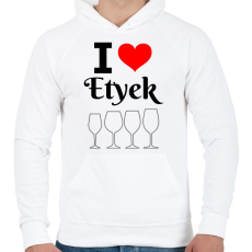 PRINTFASHION I love Etyek - Férfi kapucnis pulóver - Fehér