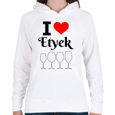 PRINTFASHION I love Etyek - Női kapucnis pulóver - Fehér női pulóver, kardigán