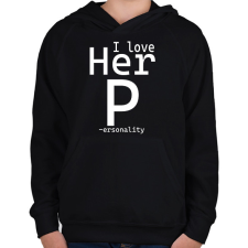 PRINTFASHION I love - férfi - Gyerek kapucnis pulóver - Fekete gyerek pulóver, kardigán