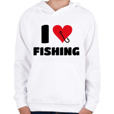 PRINTFASHION I love fishing - Gyerek kapucnis pulóver - Fehér gyerek pulóver, kardigán