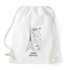 PRINTFASHION I LOVE FRANCE 1 - Sportzsák, Tornazsák - Fehér tornazsák