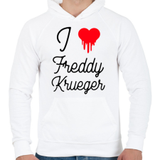 PRINTFASHION I love Freddy Krueger - Férfi kapucnis pulóver - Fehér férfi pulóver, kardigán