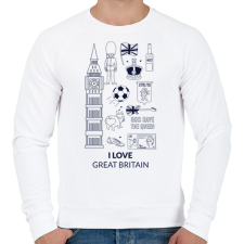 PRINTFASHION I LOVE GREAT BRITAIN - Férfi pulóver - Fehér férfi pulóver, kardigán