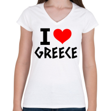 PRINTFASHION I love Greece 2 - Női V-nyakú póló - Fehér női póló
