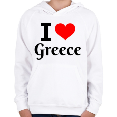 PRINTFASHION I love Greece - Gyerek kapucnis pulóver - Fehér