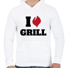 PRINTFASHION I love grill - Férfi kapucnis pulóver - Fehér