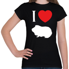 PRINTFASHION I love guinea pig (white) - Női póló - Fekete női póló