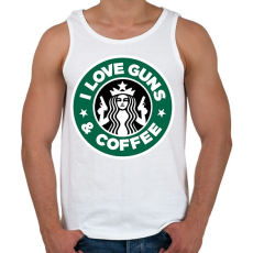 PRINTFASHION I love guns and coffee - Férfi atléta - Fehér