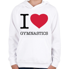 PRINTFASHION I love gymnastics - Gyerek kapucnis pulóver - Fehér