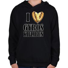 PRINTFASHION I love Gyros kifliben - Gyerek kapucnis pulóver - Fekete gyerek pulóver, kardigán
