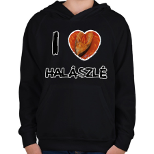 PRINTFASHION I love halászlé - Gyerek kapucnis pulóver - Fekete gyerek pulóver, kardigán