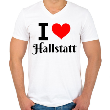 PRINTFASHION I love Hallstatt - Férfi V-nyakú póló - Fehér férfi póló
