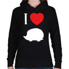 PRINTFASHION I love hedgehog (white) - Női kapucnis pulóver - Fekete női pulóver, kardigán