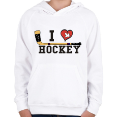 PRINTFASHION I love hockey - Gyerek kapucnis pulóver - Fehér