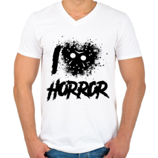 PRINTFASHION I love horror - Férfi V-nyakú póló - Fehér