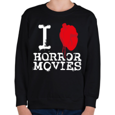 PRINTFASHION I love horror movies - Gyerek pulóver - Fekete