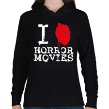 PRINTFASHION I love horror movies - Női kapucnis pulóver - Fekete női pulóver, kardigán