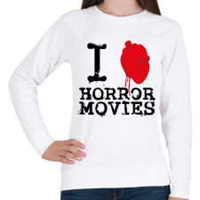 PRINTFASHION I love horror movies - Női pulóver - Fehér női pulóver, kardigán
