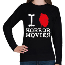 PRINTFASHION I love horror movies - Női pulóver - Fekete női pulóver, kardigán