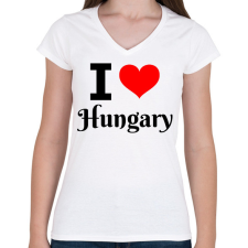 PRINTFASHION I love Hungary - Női V-nyakú póló - Fehér női póló