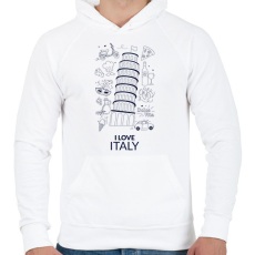 PRINTFASHION I LOVE ITALY 1 - Férfi kapucnis pulóver - Fehér