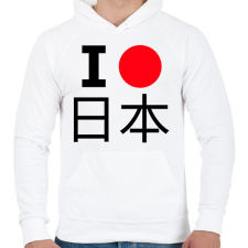 PRINTFASHION I love Japan 2 - Férfi kapucnis pulóver - Fehér férfi pulóver, kardigán