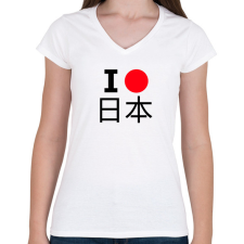 PRINTFASHION I love Japan 2 - Női V-nyakú póló - Fehér női póló