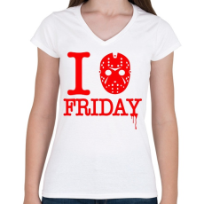 PRINTFASHION I love Jason! - Női V-nyakú póló - Fehér