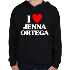 PRINTFASHION I LOVE JENNA ORTEGA - Gyerek kapucnis pulóver - Fekete