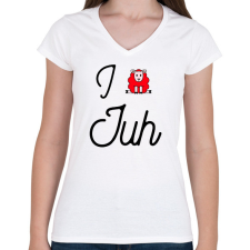 PRINTFASHION I love juh - Női V-nyakú póló - Fehér női póló