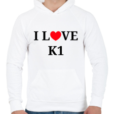 PRINTFASHION I LOVE K1 - Férfi kapucnis pulóver - Fehér férfi pulóver, kardigán