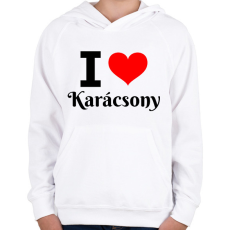 PRINTFASHION I love Karácsony - Gyerek kapucnis pulóver - Fehér