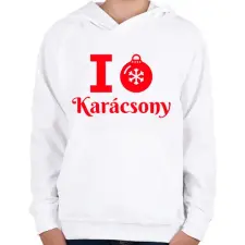PRINTFASHION I love Karácsony  - Gyerek kapucnis pulóver - Fehér gyerek pulóver, kardigán