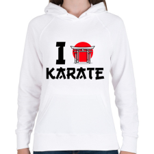 PRINTFASHION I love Karate - Női kapucnis pulóver - Fehér női pulóver, kardigán