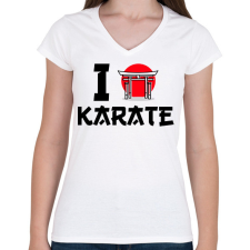 PRINTFASHION I love Karate - Női V-nyakú póló - Fehér női póló