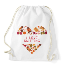 PRINTFASHION I love knitting - Sportzsák, Tornazsák - Fehér tornazsák