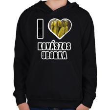 PRINTFASHION I Love Kovászos Uborka - Gyerek kapucnis pulóver - Fekete gyerek pulóver, kardigán