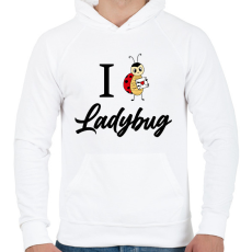 PRINTFASHION I love Ladybug - Férfi kapucnis pulóver - Fehér