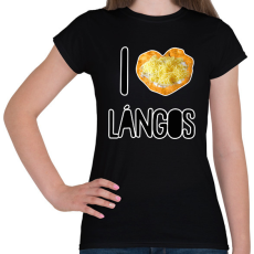 PRINTFASHION I love lángos - Női póló - Fekete