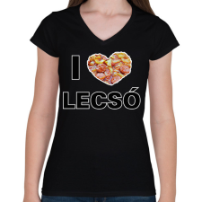 PRINTFASHION I love lecsó - Női V-nyakú póló - Fekete női póló