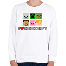PRINTFASHION i love minecraft - Gyerek pulóver - Fehér gyerek pulóver, kardigán