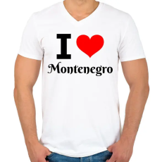 PRINTFASHION I love Montenegro - Férfi V-nyakú póló - Fehér