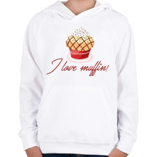 PRINTFASHION I love muffin - Gyerek kapucnis pulóver - Fehér gyerek pulóver, kardigán