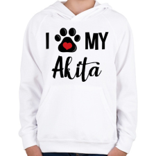 PRINTFASHION I love my Akita! - Gyerek kapucnis pulóver - Fehér gyerek pulóver, kardigán