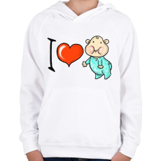 PRINTFASHION I love my baby - Gyerek kapucnis pulóver - Fehér